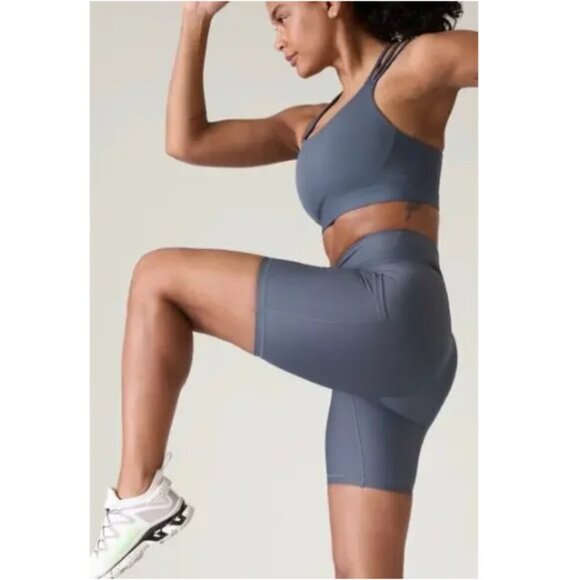 Athleta | Interval Stash High Rise 7" Short In Granite Blue - Picture 2 of 12